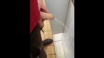 Hung Lad At Urinal Next To Me Gets Semi While Pissing