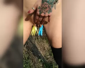 Outdoor Piss With Prolapse (Clamps On My Prolapse)