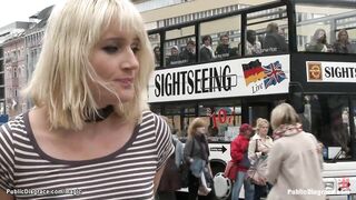 German Blonde Group Public Banged