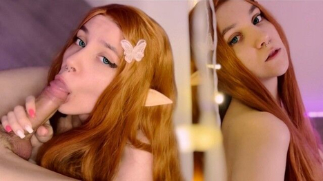 Elf Cutie With Red Hair Sucks And Takes A Cumshot On Her Pretty Face