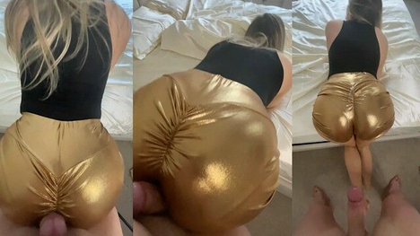 Assjob Off Milf In Gold Hotpants - No Hands Cumshot