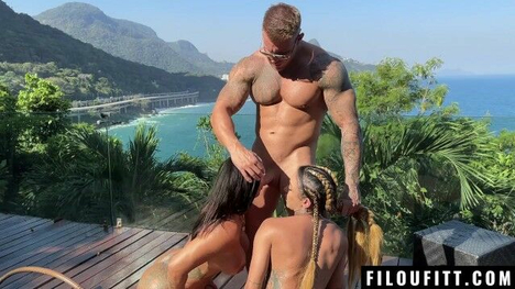 Filoufitt & Karen Feaz Take Turns Deepthroating & Fucking Big Brazilian Cock In Ffm Threesome