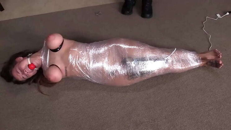 Indica Flower: Bound And Gagged In Cling Wrap With Vibrator